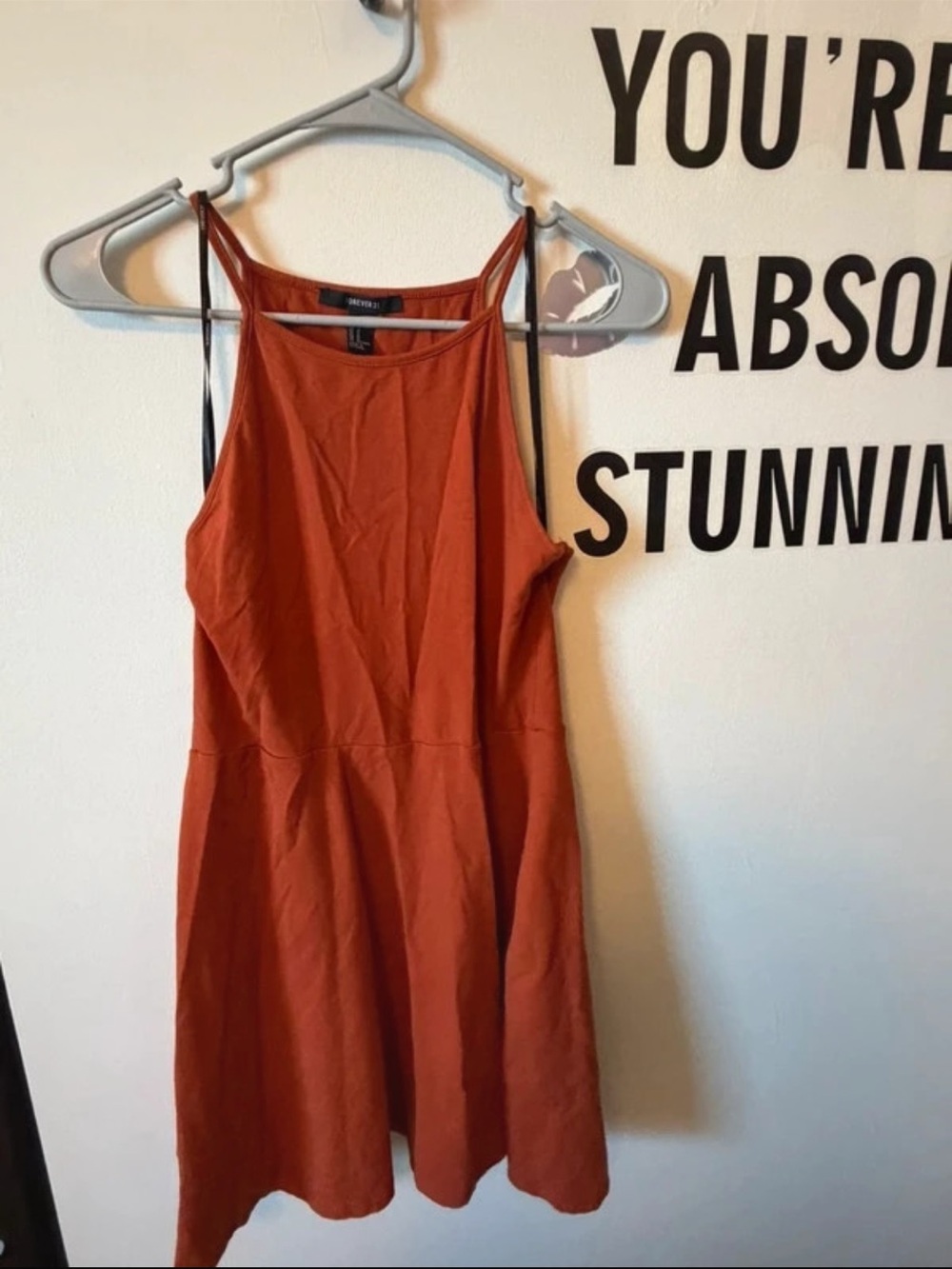 Forever 21 Rust Orange Spaghetti-Strap Mini Dress